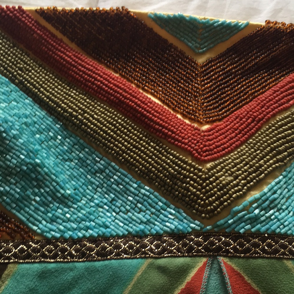 Bohemian strapless beaded chiffon party/prom dress